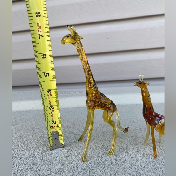 Russian Hand Blown Art Glass Giraffes Figures Mom and Baby - Picture 2 of 10